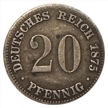 - 1875-J Silver Deutsches Reich - 20 Pfennig