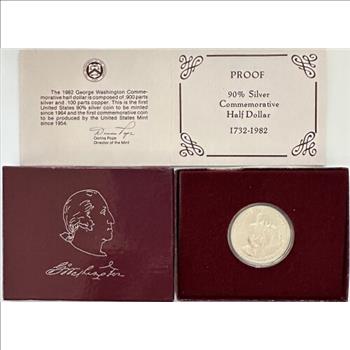 - 1982-S U.S. Silver Proof George Washington 250th Anniversary Commemorative  Half Dollar