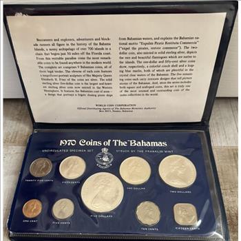 - 1970 Coins of the Bahamas - Uncirculated Specimen Set - Struck by the Franklin Mint