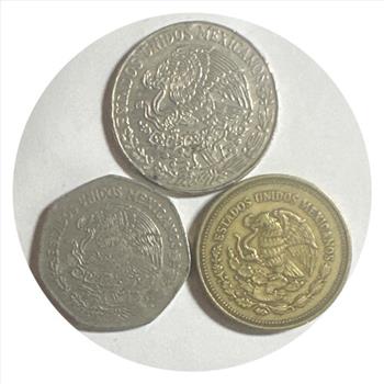 - Trio of Mexico Pesos - 1977 Cinco (5) Peso, 1982 Diez (10) Peso and 1988 $1000 Peso
