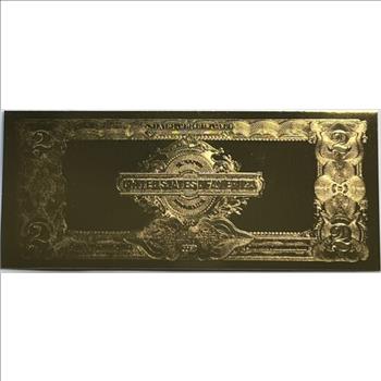 2005 $2 Gold Certificate in 22 Kt. Gold - 100th Anniv. Copy of the Last Large Size Certificate with COA
