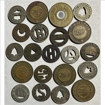 >Lot of 21 Transit Tokens - Great Collection