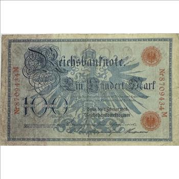 - 1908 German 100 Mark Reichsbanknote - Red Seal
