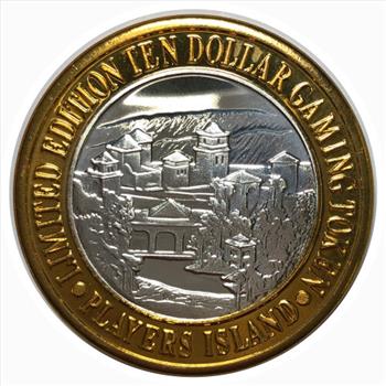 Silver Strike!  Collector's Series $10 Silver Gaming Token -Players Island Mesquite Nevada - .999 Fine Silver