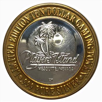 Silver Strike!  Collector's Series $10 Silver Gaming Token -Players Island Mesquite Nevada - .999 Fine Silver