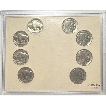 American Buffalo Nickel Set - 8 Coins - 1928, 1930 (2), 1935, 1936 (2) and 1937 (2)