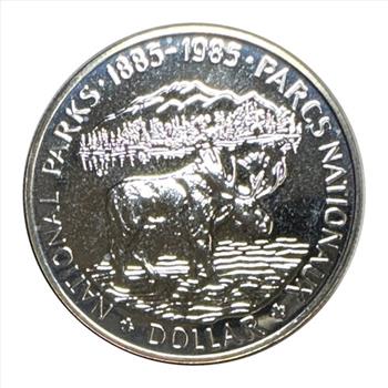1885-1985 Canada Silver National Parks 100th Anniversary $1 Dollar Coin