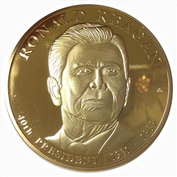 #Ronald Reagan Commemorative Coin  - Trial Dollar- Gold Layered