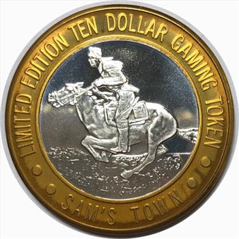 Silver Strike!  Limited Edition $10 Silver Gaming Token -Sam's Town Las Vegas Nevada - .999 Fine Silver