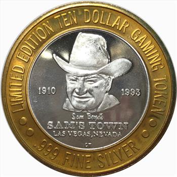 Silver Strike!  Limited Edition $10 Silver Gaming Token -Sam's Town Las Vegas Nevada - .999 Fine Silver