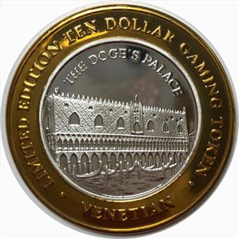 Silver Strike!  Limited Edition $10 Silver Gaming Token - The Venetian Las Vegas - Millenium Edition Doge's Palace