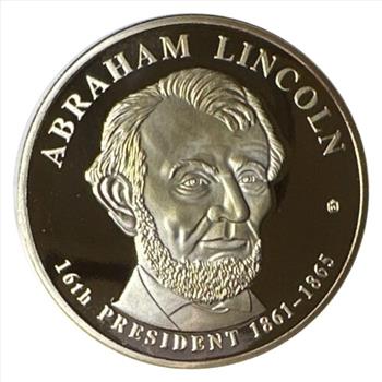 - Presidential Dollar Trials Collection - Abraham Lincoln Proof 24k Gold Layered Dollar - 9,999 Issue - American Mint