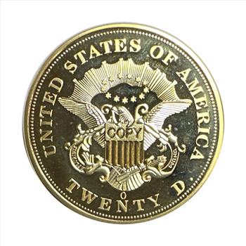 - 1861-O Double Eagle Replica 24k Gold Layered Archival Collection - Twenty Dollar Coin