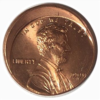 #1999 U.S.  Error Off Center Strike Lincoln One Cent