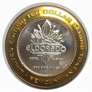 # Silver Strike!  Collector's Series $10 Silver Gaming Token - El Dorado Hotel Casino Reno Nevada  - .999 Fine Silver