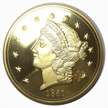 #American Mint Copy of 1861-O Twenty Dollar Double Eagle Coin - Gold Layered