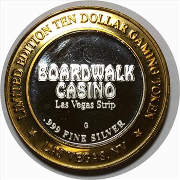 Silver Strike!  Limited Edition $10 Silver Gaming Token - Boardwalk Casino Las Vegas Nevada  - .999 Fine Silver