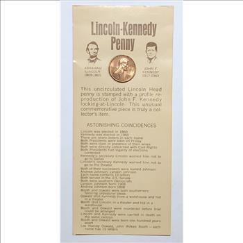 1973-P U.S. Lincoln Cent - Uncirculated Stamped with Profile of JFK - Commemorative Lincoln-Kennedy Cent