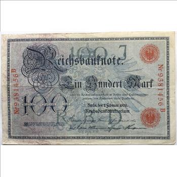 *1908 German 100 Mark Reichsbanknote - Red Seal Note