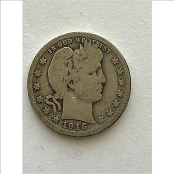 1915-D U.S. Silver Barber Quarter, 90% Silver, Nice