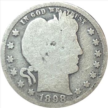 1898 US Silver Barber Quarter-Choice Original!