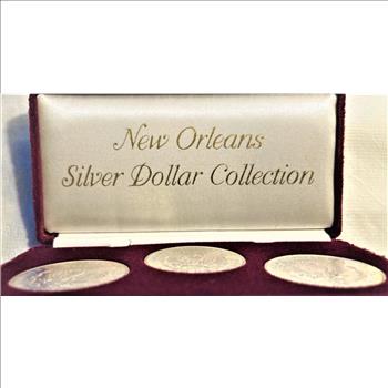New Orleans Silver Dollar Collection (3) Beautifully Toned Obverse 1883-O, 1884-O & 1885-O Silver Morgan Dollars-Custom Case Uncirculated 