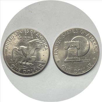 * 1972-D and 1976-D U.S Eisenhower Dollar Coins - 1976-D MINT ERROR - Filled D Mint Mark