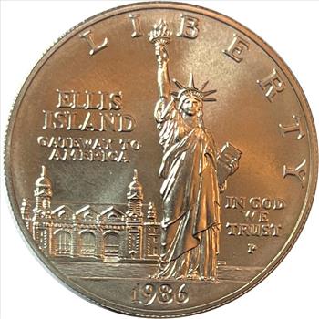 1986-P U.S. Silver Brilliant Uncirculated Liberty Silver Dollar-Custom Encased