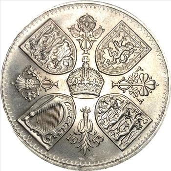 1953 Great Britain Five Shillings Commemorative Coin Brilliant Gem Uncirculated In Original Packaging