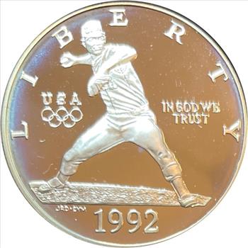 1992-S U.S. Silver Gem Proof Olympic Commemorative Dollar-Lightly Toned Rim