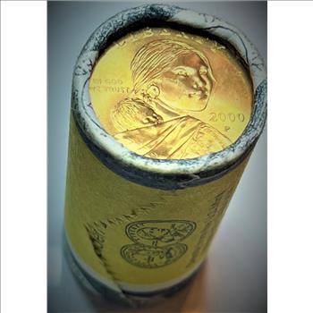 2000-P U.S. Unopened Mint Wrapped Roll (25 Coins) Of Sacagawea Dollars-Brilliant Golden Uncirculated