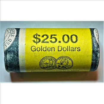 2000-P U.S. Unopened Mint Wrapped Roll (25 Coins) Of Sacagawea Dollars-Brilliant Golden Uncirculated