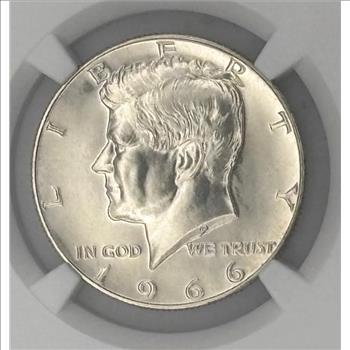 1966 SMS DDO Silver Kennedy Half Dollar Graded NGC MS67