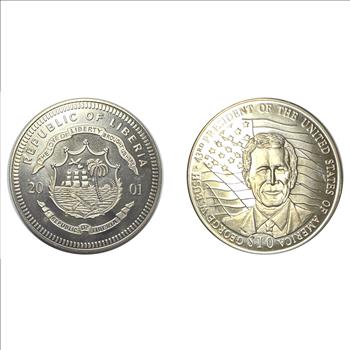 2001 Liberia $10 - George W. Bush - Uncirculated “The Presidents of the USA” #A 21956 of 50,000 Mintage