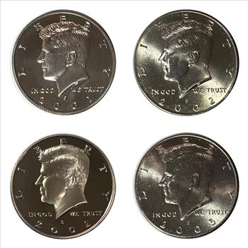 Lot of 4 U.S. “Proof” Kennedy Half Dollars - 2001-S, 2002 (P&S) and 2005-D