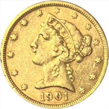 1901-S U.S Gold Five Dollar Liberty Coin