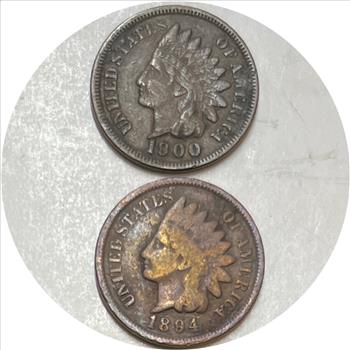(2) U.S. Indian Head Cents 1894 & 1900-Nice Collector Coins