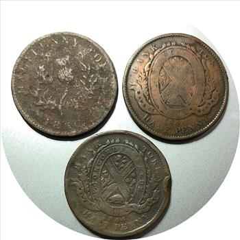3 Early Canadian Copper Tokens 1840 Circa