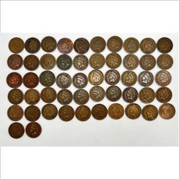 Roll of Indian Head Cents - 52 Coins, 1886 to 1908