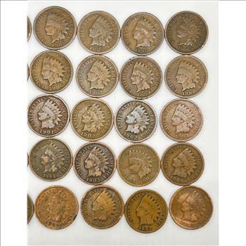 Roll of Indian Head Cents - 52 Coins, 1886 to 1908