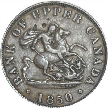 1850 Bank Of Upper Canada Half Penny Token-Nice Original Surfaces