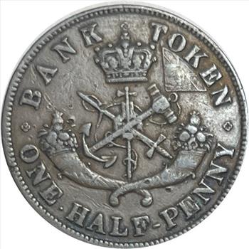 1850 Bank Of Upper Canada Half Penny Token-Nice Original Surfaces