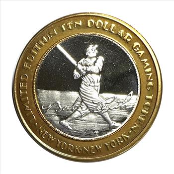 Silver Strike! Limited Edition $10 Silver Gaming Token - .999 Fine Silver - New York New York, Las Vegas - Featuring BABE RUTH