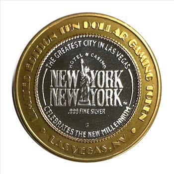 Silver Strike! Limited Edition $10 Silver Gaming Token - .999 Fine Silver - New York New York, Las Vegas - Featuring BABE RUTH