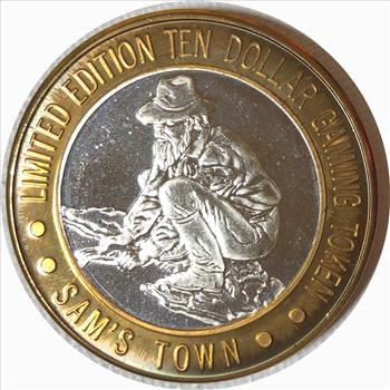 Silver Strike!  Limited Edition $10 Silver Gaming Token - 1993 Sam's Town Las Vegas - .999 Fine Silver