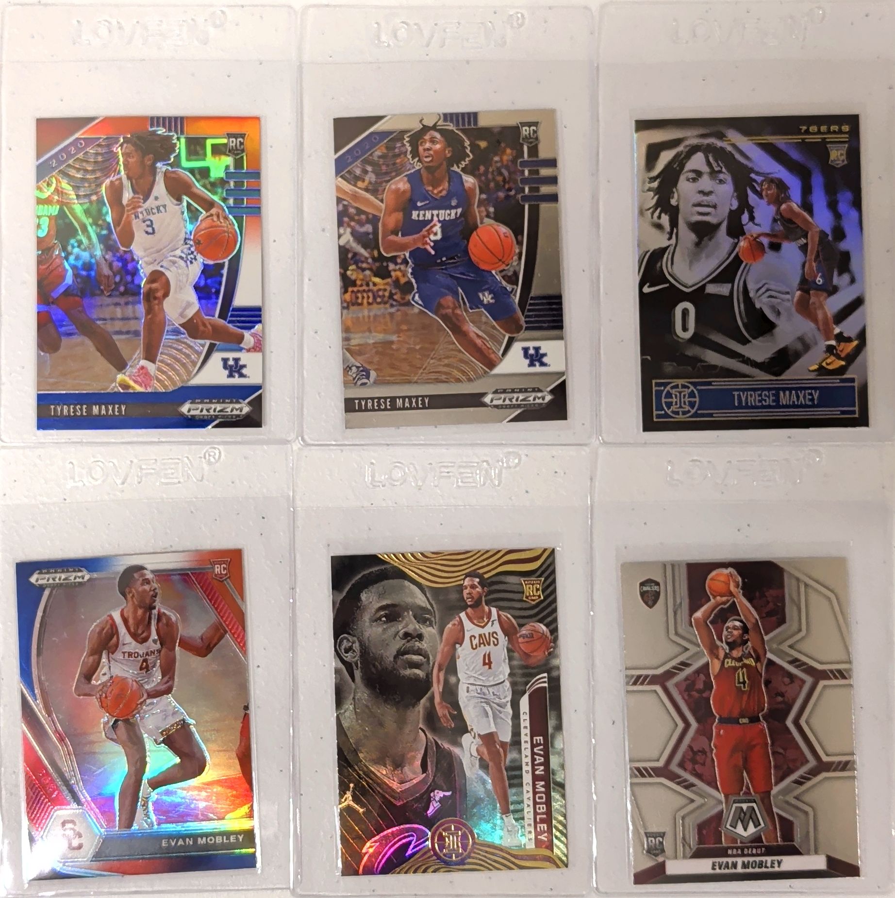 Lot of 6 NBA Basketball Rookie Cards  - Tyrese Maxey & Evan Mobley