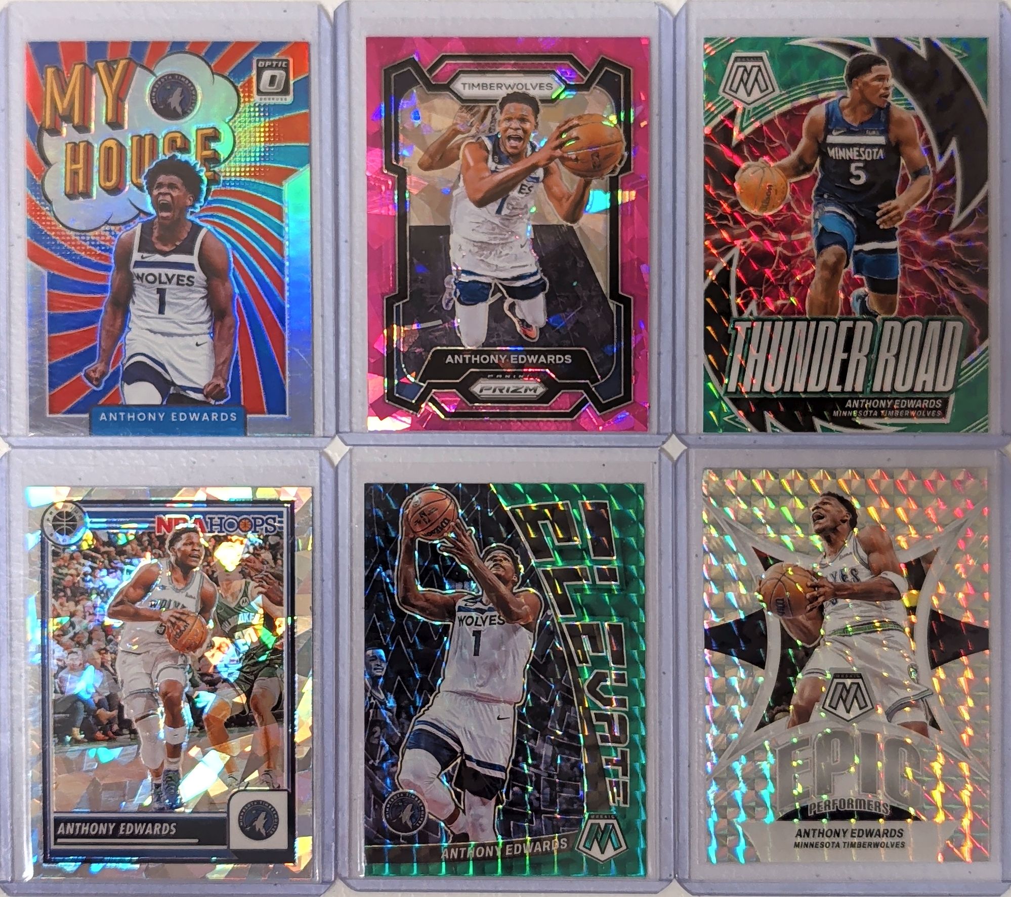 Lot of 6 NBA Basketball Cards - Anthony Edwards