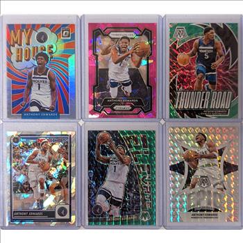 Lot of 6 NBA Basketball Cards - Anthony Edwards