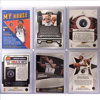 Lot of 6 NBA Basketball Cards - Anthony Edwards