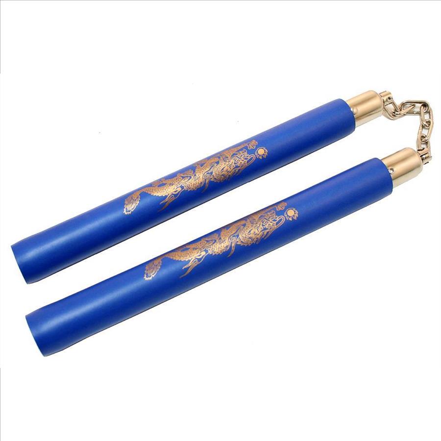 12" Blue Foam Padded NunChucks Chained Metal Swivel Property Room